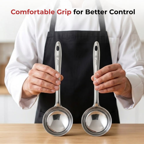 Vinod Stainless Steel Dosa Making Spoon Ladle Set of 2 Highest Grade Stainless Steel Rust Free Dishwasher Safe