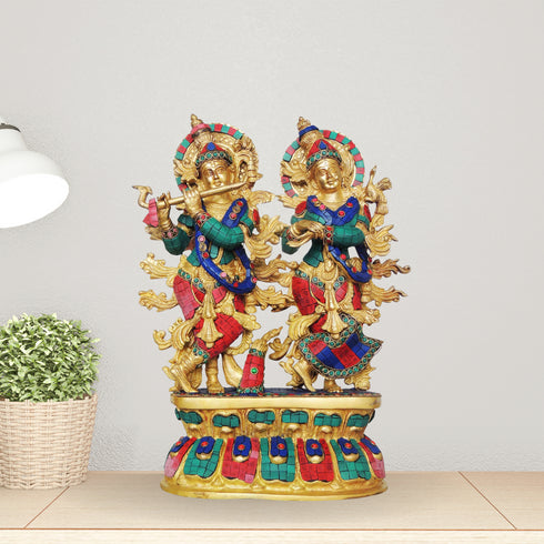 Brass Radha Krishna Big With Base Statue 11.66Kg
