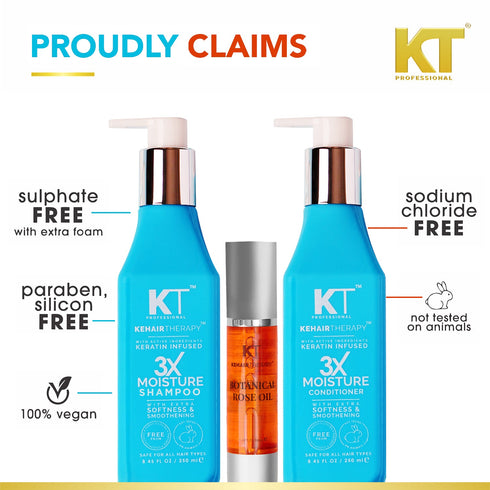 Kt Professional 3X Moisture Shampoo & Conditioner 250ml Botanical Rose Oil