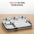Vinod Stainless Steel 5 Compartment Plate with Round Edges Lunch and Dinner Plate Bhojan Thali High Quality Steel Rust Free Pack of 2