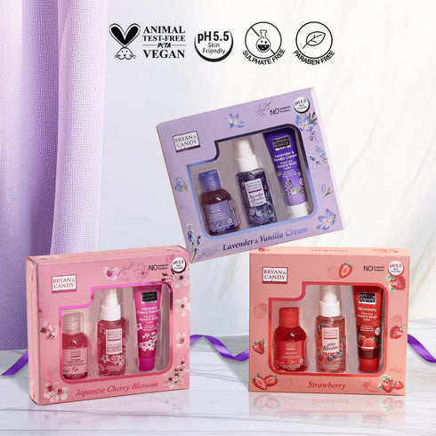 Bryan & Candy Lavender & Vanilla Cream Bath Kit Gift Set Pack of 3