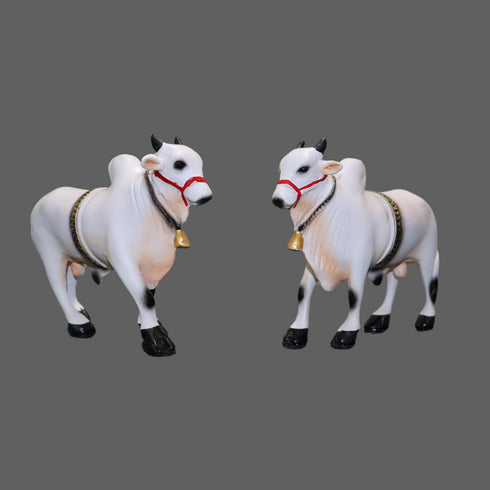 Medium Fiber Ongole Bull Pair - Table Decoration Figurines