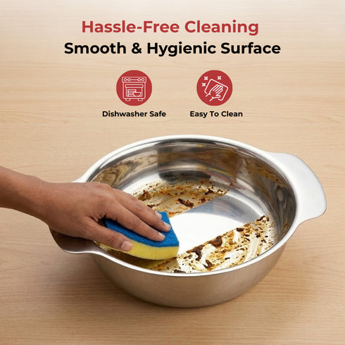 Vinod Stainless Steel Royal Veg Serving Dish with Cover 1300 ml Highest Grade Stainless Steel Tough and Strong Dishwasher Safe