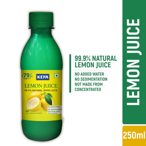 Keya Fresh Lemon Juice Contains Natural Lemon Juice No Added Water No Concentrate No Sedimentation Fresh for 24 Months Quick Easy Hassle Free Essential For Everyday Cooking & Beverages