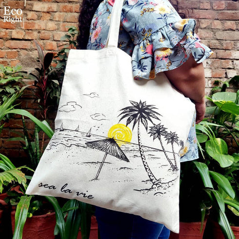 Ecoright SIMPLE TOTE BAG - SEA LA VIE- NATURAL