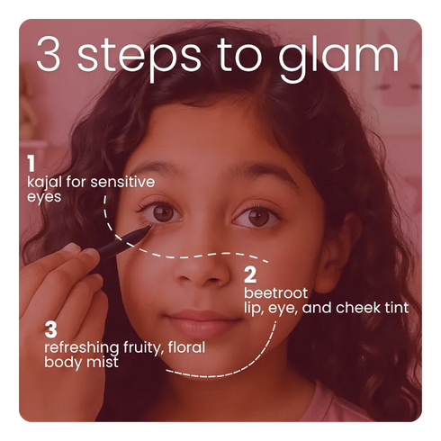 Tuco Glam Girl Kit: Beetroot Triple Tint + Fresh Body Mist + Kiddy Kajal