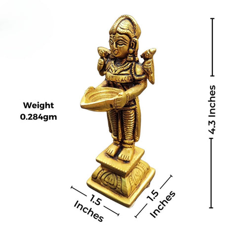 Tamas Brass Lady Holding a Lamp Statue