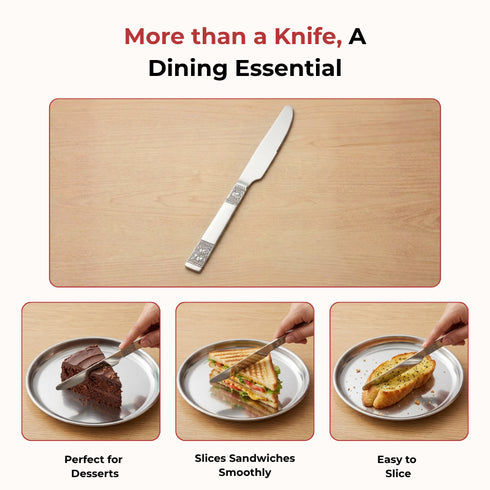 Vinod Moscow Stainless Steel Dinner Knife Set of 6 Piece Heavy Gauge Steel Gloss Finish Rust Free Tough Strong and Durable Dishwasher safe