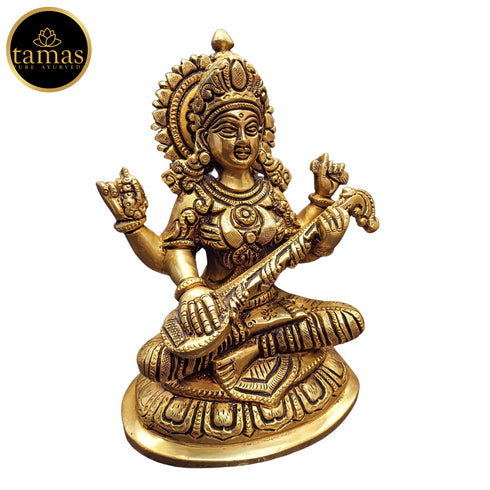 Tamas Brass Saraswati Statue | Free Luxury Gift box