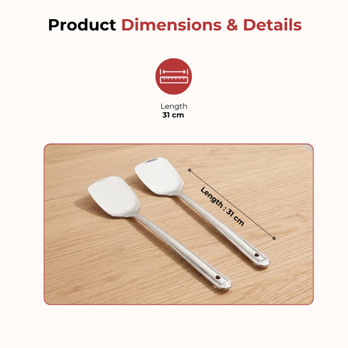 Vinod Stainless Steel Basting Turner Khurpa Cooking Palta Turner Set of 2 31 cm Highest Grade Stainless Steel Rust Free Dishwasher Safe No 4