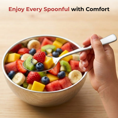 Vinod Aero Stainless Steel Baby Spoon Set of 12 Piece Heavy Gauge Steel Mirror Finish Rust Free Tough Strong and Durable