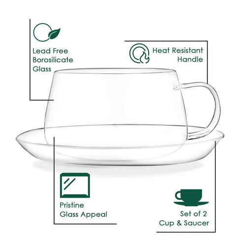 Vahdam Tea Glitter Borosilicate Glass Cup & Sauce