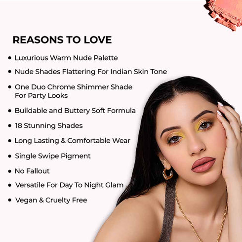 Praush Omni Nude Eyeshadow Palette - 18 versatile warm nude shades