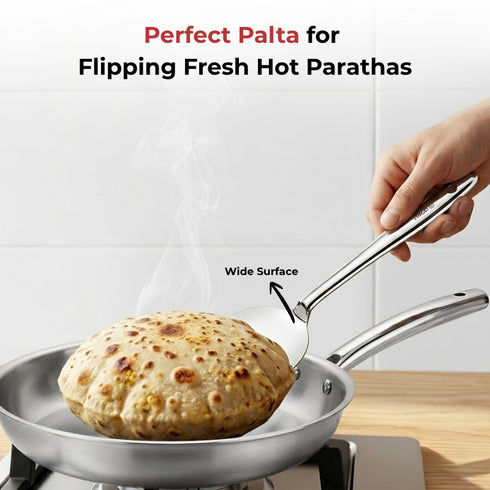 Vinod Stainless Steel Paratha Palta Turner Spatula Set of 2 31 cm Highest Grade Stainless Steel Rust Free Dishwasher Safe No 1