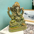 Tamas Brass Lord Ganesha Enjoying Modak - Statue/Idol (Green)