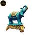 Tamas Brass Handcrafted Ethnic Elephant Showpiece Trunk Up Statue / Idol with Antique Finish (Golden & Blue) (Pack of 1)