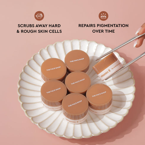 The Face Shop Vitamin E Rice Lip Scrub 14g With Free Sushi Pouch