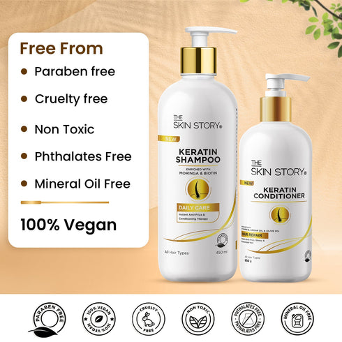 The Skin Story Keratin Hair Care Duo for Frizzy Hair & Oily Scalp