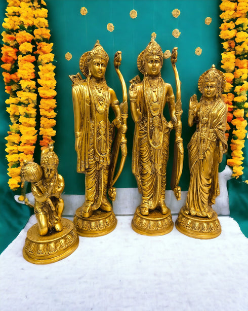 Tamas Brass Antique Ram Darbar Lord Rama, Lord Hanuman, Lord Lakshman, Sita Mata, Statue/Idol