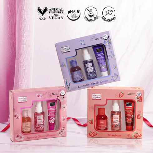 Bryan & Candy Cherry Blossom Bath Kit Gift Set Pack of 3