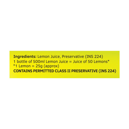 Keya Fresh Lemon Juice Contains Natural Lemon Juice No Added Water No Concentrate No Sedimentation Fresh for 24 Months Quick Easy Hassle Free Essential For Everyday Cooking & Beverages 500 mll