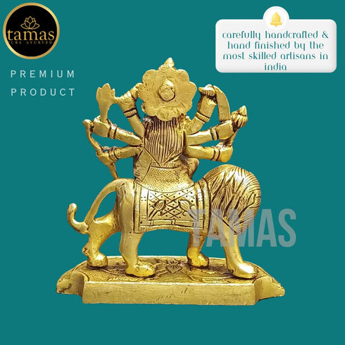 Tamas Brass Durga Mata with Lion Statue/Idol