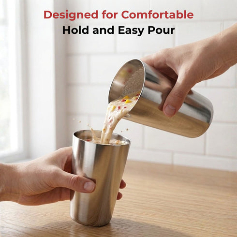 Vinod Stainless Steel Plain Glass Set of 6 300 ml with Highest Grade Steel Mirror Finish Rust Free Easy to Clean and Dishwasher Safe