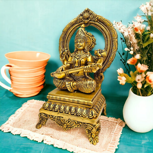 Tamas Brass Divinity of Knowledge - Saraswati Statue/Idol