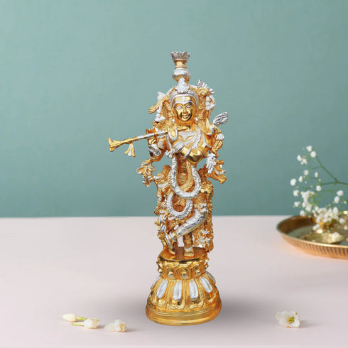 Brass Krishna In Two Tone Finish Statue 8.655Kg