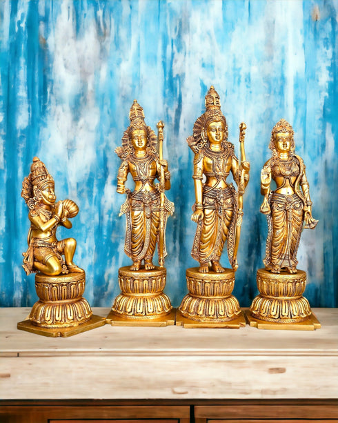 Tamas Brass Lord Rama, Sita, Lakshman, Hanuman Darbar Statue/Idol