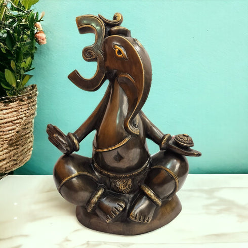 Tamas Brass Lord OM Ganesh Handicraft Statue/Idol (Brown)
