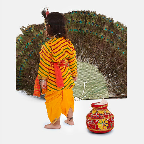 Raj Fancy Dresses Radha and Krishna Cotton| Lehriya Janmashtami Mythological Character Costume