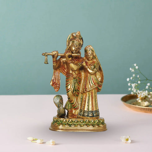 Brass Radha Krishna Same Base God Statue 0.915Kg