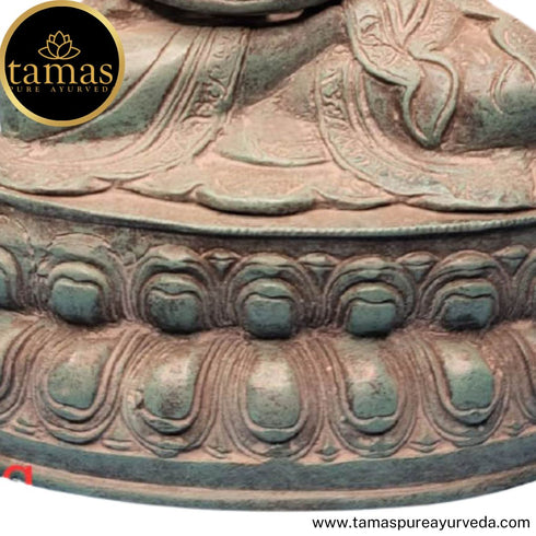 Tamas Brass Handcrafted Buddha Blessing with Sacred Kalash & Draped in Shawl Religious Statue / Idol with Antique Finish (Brown) (Pack of 1)