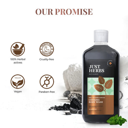 Just herbs Mint Cooling Body Wash with Activated Charcoal