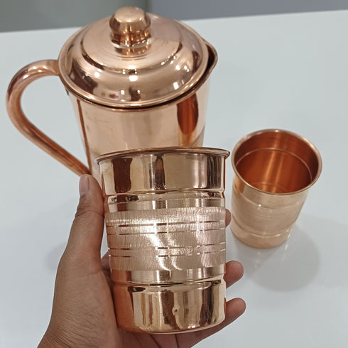 Pure Copper 1 liter Water Jug with 2 Free Copper Glasses