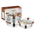 Vinod Stainless Steel Aroma Insulated Casserole with Glass Lid and Wooden Knob Set of 2 Pcs Capacity 750 ml and 1250 ml