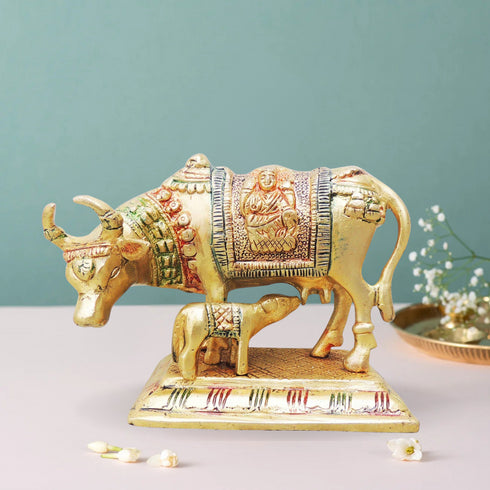 Brass Cow With Calf Statue 1.025Kg
