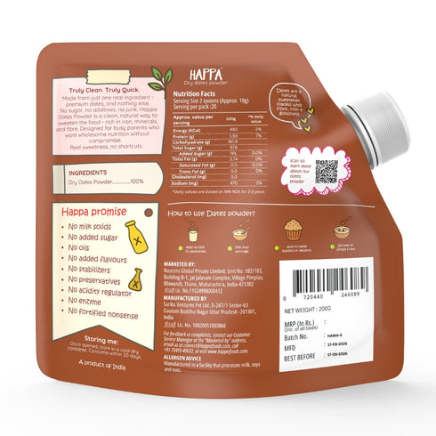 Happa Organic Dry Dates Powder