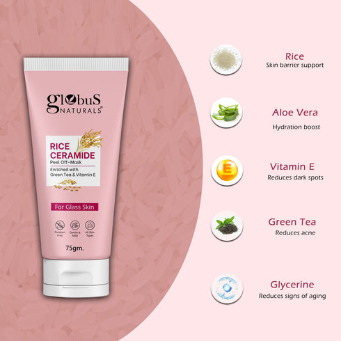 Globus Naturals Rice Ceramide Peel Off Mask For Korean Glass Skin
