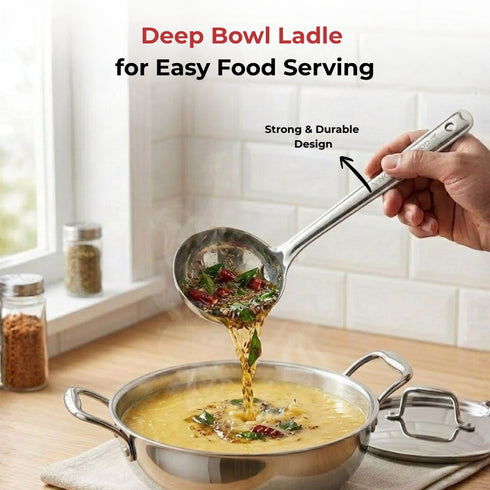Vinod Stainless Steel Basting Serving Ladle Serving Spoon Karchi Set of 2 25 cm Highest Grade Stainless Steel Rust Free Dishwasher Safe No 3