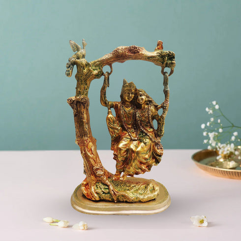 Brass Radha Krishna Jhula Colour Statue 7.9Kg