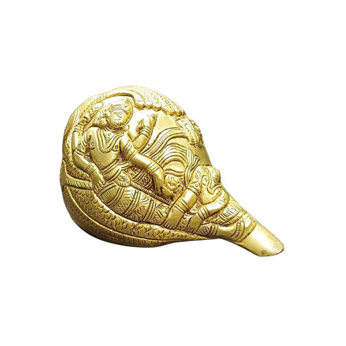 Tamas Brass Shankh with Vishnu Carving Antique