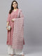 Miravan Womens Pink Cotton Floral Print Anarkali Kurta With Dupatta