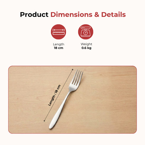 Vinod Florence Stainless Steel Dinner Fork Set of 12 Piece Heavy Gauge Steel Mirror Finish Rust Free Tough Strong and Durable