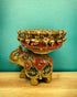 Tamas Brass Elephant Urli Stone Work (Multicolor)