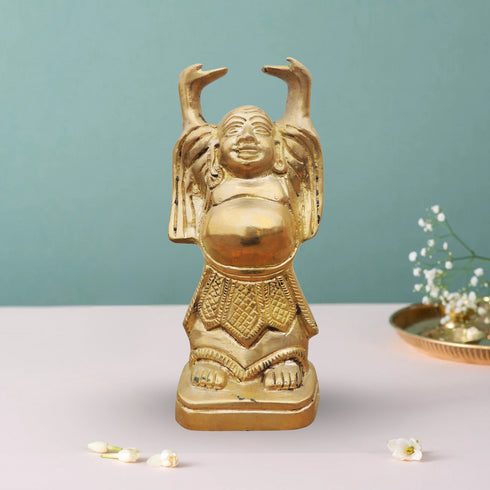 Brass Laughing Buddha Plain Statue 1.44Kg