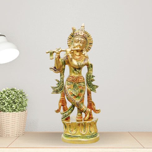 Brass Krishna Colour Statue 0.965Kg
