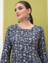 Vasthrlay Women Blue Printed Straight Kurtas