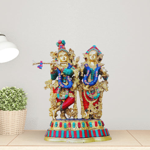 Brass Radha Krishna With Base God Statue 10.83Kg